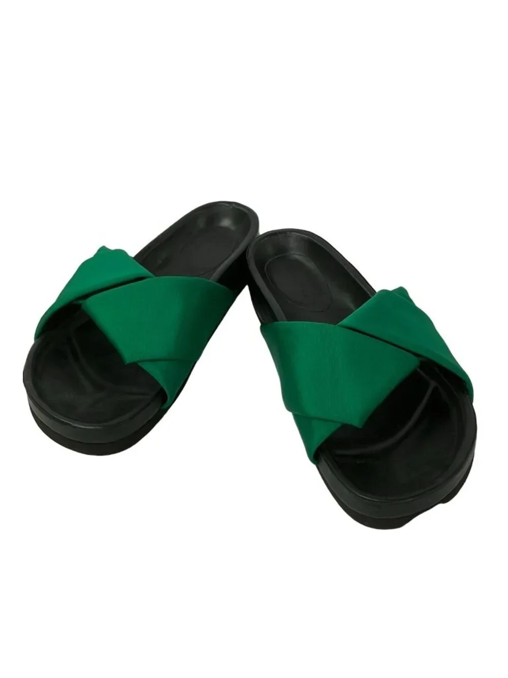 Celine Sandals 39 Black Green Leather